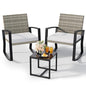 Qsun 3 Pieces Outdoor Patio Furniture Set Rocking Bistro Set, Outdoor Patio Furniture Set with Coffee Table for Garden Balcony Backyard Poolside (Light Grey Cushion) - color: Light Grey