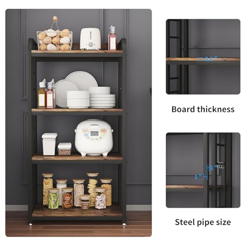 Microwave Oven Stand with Storage 4 Tiers, Free Standing Microwave Oven Stand Coffee Bar Adjustable Kitchen Shelves Kitchen Storage Shelf Rack Bakers Racks for Kitchens(Brown) - color: Brown