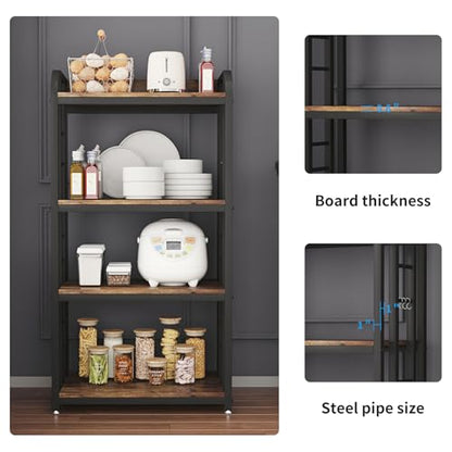 Microwave Oven Stand with Storage 4 Tiers, Free Standing Microwave Oven Stand Coffee Bar Adjustable Kitchen Shelves Kitchen Storage Shelf Rack Bakers Racks for Kitchens(Brown) - color: Brown