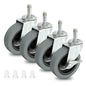 4 Inches Stem Caster Wheels,7/16-Inch Stem Diameter Rubber Casters Set of 4 with Side Brake,Heavy Duty TPR Replacement Wheels for Utility Cart Rubbermaid Mop Bucket Shop Vac Weber Grills - 4 Pack - style: 7/16"x1-3/8"(with brake)