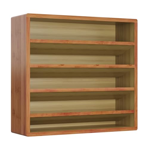Orimade 4 Tier Spice Rack Organizer for Cabinet, Freestanding Bamboo Seasoning Rack for Countertop, Cupboard, Pantry, Kitchen, 13.18 x 4.13 x 12.2 inches(Spice Jars Not Included), Walnut Stain - color: Walnut Stain
