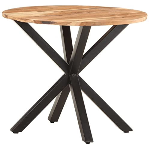 Industrial Solid Acacia Wood Side Table 26.8x26.8x22 Inches with Powder Coated Iron Legs, End Table for Living Room - color: Solid Acacia Wood
