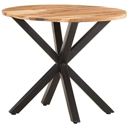 Industrial Solid Acacia Wood Side Table 26.8x26.8x22 Inches with Powder Coated Iron Legs, End Table for Living Room - color: Solid Acacia Wood