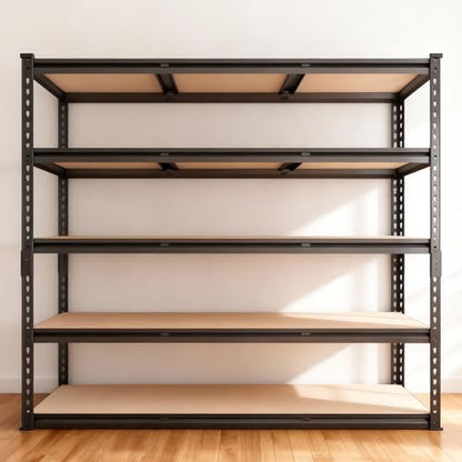 48W Garage Shelving,3250 LBS Heavy Duty Garage Shelves,5-Tier Adjustable Storage Shelves,Easy Assembly Industrial Shelving Unit for Garage,Basement,Warehouse, Pantry (72"*48"*18.9) - size: Black 72"*48"*18.9" 5T