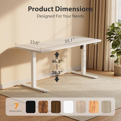 Cubiker Standing Desk, 55x24 Inches Sit Stand Home Office Desk, Electric Stand up Desk, Adjustable Desk with Splice Board, White Frame/White Top - color: White, size: 55x24