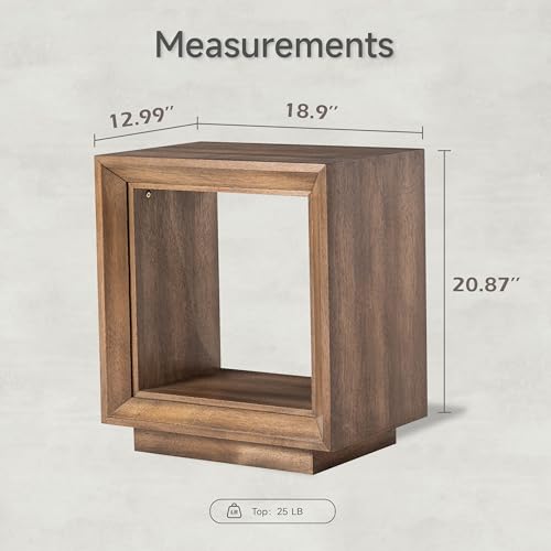 COZAYH Farmhouse End Table, Open Cube Accent Table with Geometric Frame, Modern Minimalist Side Table, Brown - color: Brown