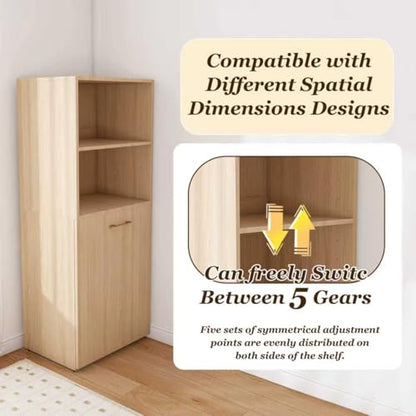 Folding Out Desk with Storage Shelves, Expandable Hidden Computer Desk, Foldable Space-Saving Pull Out Murphy Table, Writing Table with Wheels for Home Office Bedroom Small Spaces (Natural Wood.) - color: Natural Wood.