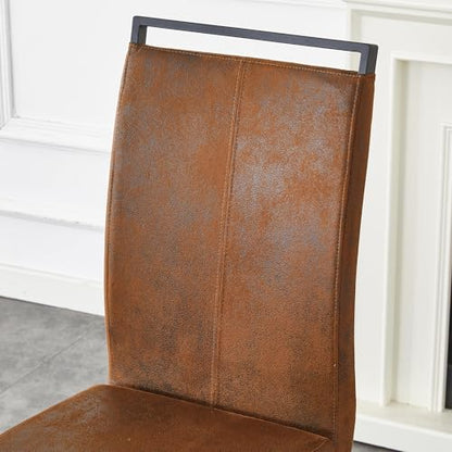 Baysitone Modern Dining Chairs Set of 2, Side Dining Room Chairs, High Back Kitchen Chairs with Suede Fabric Padded Seat for Dining Room,Kitchen, Living Room Brown - color: Suede Brown, size: Set of 2