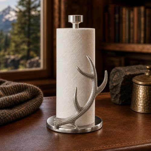 Arthur Court Antler Paper Towel Holder - Decorative Aluminum Metal Stand for Kitchen - 18 Inch Tall - size: Antler