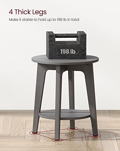 VASAGLE MAEZO Collection - Side Table, 2-Tier Small Round End Table, Nightstand with Tapered Legs, Curved Transitions, for Small Spaces, Living Room, Bedroom, Smoky Gray ULET283T68 - color: Smoky Gray, size: 1 pack