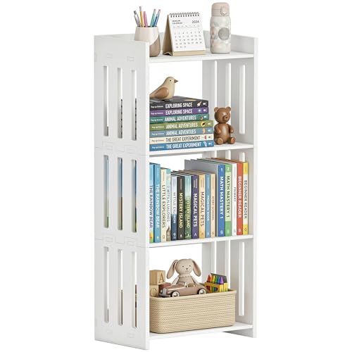 HAYOFAMY 4 Tier Bookshelf for Small Spaces 36.6”H Bookcase | White Book Organizer, Storage Display Rack for Kids Room, Living Room, Office, Bedroom and Bathroom - color: 4-tier White