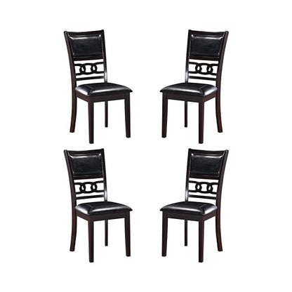 New Classic Furniture Gia Dining Chair (Set of Four), Black PU Upholstered Seat & Back Rest, Ebony - color: Ebony, size: Set of 4, style: Dining Chair