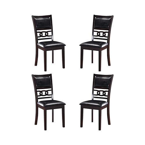 New Classic Furniture Gia Dining Chair (Set of Four), Black PU Upholstered Seat & Back Rest, Ebony - color: Ebony, size: Set of 4, style: Dining Chair