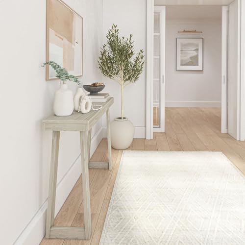 Plank+Beam Classic Console Table, 46 Inch, White Sand | Non-Toxic Finishes, Versatile Design, Elegant Details, Easy Assembly, Quick Setup, Solid Wood - color: White Sand Wirebrush, size: 46" Console Table