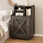 4ever2buy White Nightstand with Storage, 30" Tall Night Stand with Hutch | Farmhouse Tall Bedside Table End Table for Bedroom Living Room Sofa Office, Grey - color: Wash Grey