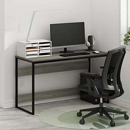 Furinno Moretti Modern Lifestyle Enhanced Study Desk 52 Inch, 52-Inch, French Oak Grey - color: French Oak Grey, size: 52 inches