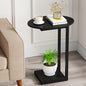 Hosfais Small Side Table End Table, C-Shaped Couch Tables | Wood Coffee Table TV Tray for Small Space, Bedroom Living Room (Black) - color: Black, size: Oval
