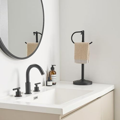RFOUO Hand Towel Holder Stand, Towel Racks for Bathroom, Matte Black | Stainless Steel, Adjustable 16.5-26 Inch,Heavy base,Space Saving Standing Towel Rack For Bathroom Kitchen Vanity Countertops - color: Matte Black