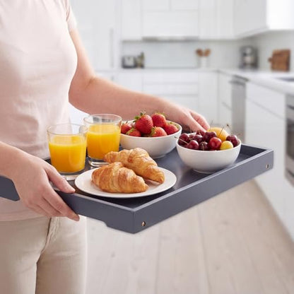 RRX Bed Tray Table with Folding Legs, Breakfast in Bed Tray (Grey) - color: Gray