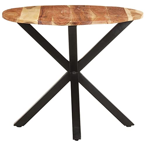Industrial Solid Acacia Wood Side Table 26.8x26.8x22 Inches with Powder Coated Iron Legs, End Table for Living Room - color: Solid Acacia Wood