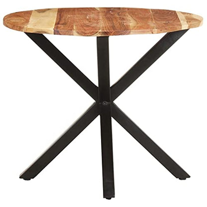 Industrial Solid Acacia Wood Side Table 26.8x26.8x22 Inches with Powder Coated Iron Legs, End Table for Living Room - color: Solid Acacia Wood
