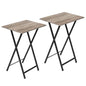 HOOBRO Folding TV Tray Tables, Set of 2 Side Table for Small Space, Industrial Snack Tables for Eating at Couch, Stable Metal Frame, Easy Assembly, Space Saving, Greige and Black BG25BZ01 - color: Greige + Black