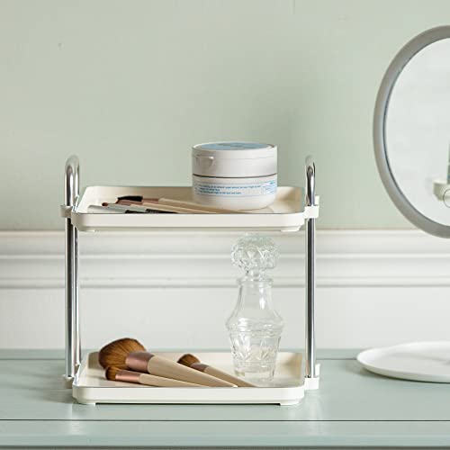 7.87 Inch Desktop 2-Layer Storage Rack,Countertop Storage Shelf for Bathroom, Kitchen, Living Room, Bedroom, Dressing Table,White - size: 7.87 Inch