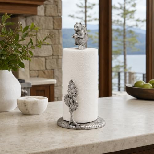 Arthur Court Squirrel Paper Towel Holder - Decorative Aluminum Kitchen Towel Stand - 15 Inch Tall - size: Squirrel