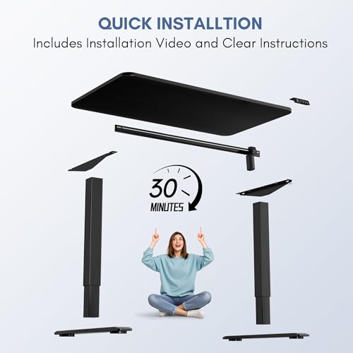 Furmax Electric Height Adjustable Standing Desk Large 40 x 24 Inches Sit Stand up Desk Home Office Computer Desk Memory Preset with T-Shaped Metal Bracket, Black - color: Black, size: 40 Inch
