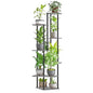 Tall Plant Stand Indoor, 7-Tier Modern Plant Shelf for Multiple Plants, Wood Metal Flower Holder for Living Room Balcony Bedroom, Oak Grey