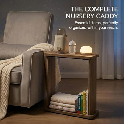 Narrow Side Table for Small Spaces, 7.9" Slim End Table with 2-Tier Open Storage Shelf, Modern Skinny Wood Sofa Table for Living Room, Bedroom, Nightstand, Couch (Oak) - color: Oak