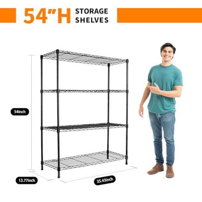 Heavy-Duty Black 4 Tiers Steel 36x14x54 Wire Shelving NSF Certified. Adjustable Storage Rack for Kitchen,Garage,and Laundry Utility Room (4Tiers-36x14x54) - size: Black-4Tiers-36x14x54"