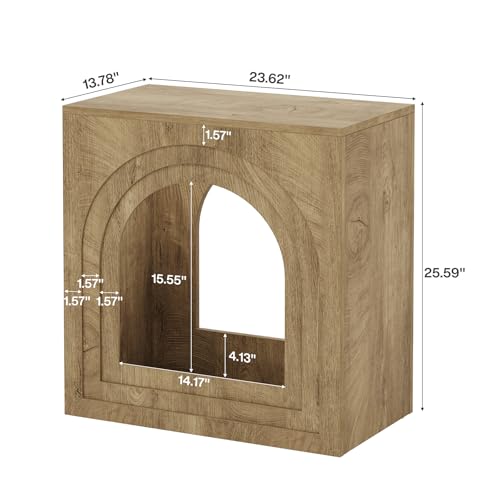 Tribesigns Square End Table, 2-Tier Farmhouse Side Table with Arched Open Shelf, Arched Narrow Nightstand for Small Spaces, Living Room, Bedroom, Natural (2)