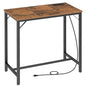 HOOBRO Bar Table with Charging Station, Rectangular Pub Table, High Top Coffee Table, Counter Bar Height Table, Narrow Long Dining Table, 35.4" L x 15.7" W x 35.6" H, Rustic Brown and Black BF90UBT01 - color: Rustic Brown + Black