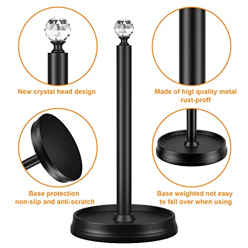 KASUNTO Paper Towel Holder, Steel Paper Towel Holder Countertop with Crystal Head for Kitchen Countertops, Bars & Dining Tables (Matte Black,2 Pack) - color: Matte Black 2 Pcs