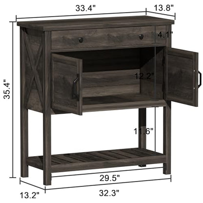 ChooChoo Farmhouse Console Table, Entryway Table with Storage Shelf, Coffee Bar Cabinet, Narrow Buffet Sideboard for Kitchen, Hallway, Living Room, Ash Gray - color: Ash Gray
