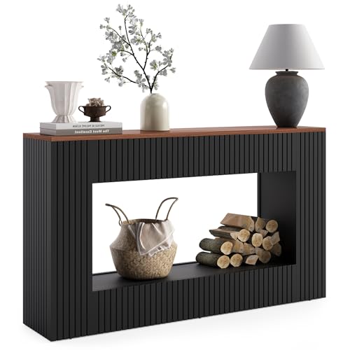 LITTLE TREE Black Console Table for Entryway, 55 Inch Long Narrow Farmhouse Sofa Table with Storage for Living Room, Hallway, Entry, Behind Couch, Entrance, Foyer