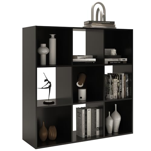 9 Cube Shelf with Anti-Tipping Kits + Reversible Open Back Bookcase, Multi Layer and Multi Grid Partition Layout (Chocolate 11in) - color: Chocolate, size: 9 Cube 11in