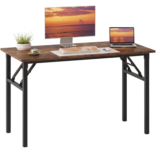 Need Office Computer Desk - 47.2L Sturdy and Heavy Duty Folding Laptop Table,Writing Table/Home Office Desk/Sewing Table,No Assembly Required,Rustic Brown AC5FB(120 * 60) - color: Rustic Brown & Black Frame, size: 47inch