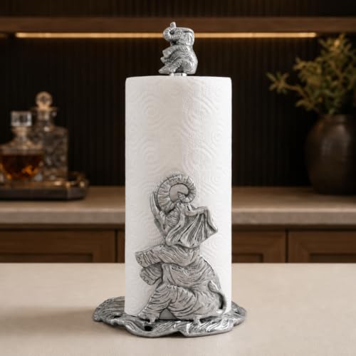 Arthur Court Elephant Paper Towel Holder - Decorative Aluminum Countertop Dispenser - 14.5 Inch Tall Kitchen Accessory - size: Diameter: 7.0 inches, Height: 14.5 inches