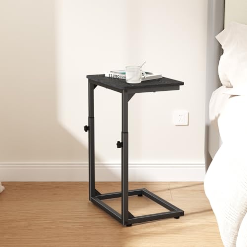 7-Level Adjustable C-Shaped End Table, Small Side Table for Couch, Sofa TV Tray Table for Living Room, Bedroom, Bedside ET-SA-BKW1 - color: Black
