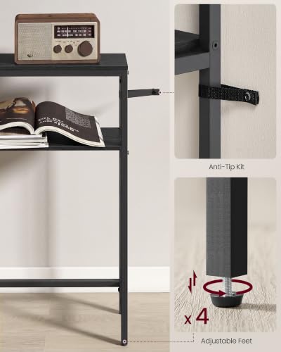 VASAGLE Console Table, 2-Tier Narrow Sofa Table with 2 Shelves, 7.9 x 39.4 x 31.5 Inches, for Living Room, Hallway, Entryway, Charcoal Gray and Ink Black ULNT131B22V1 - color: Charcoal Gray + Ink Black, size: 39.4"W - Without Power Outlet