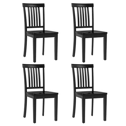 COLAMY Wooden Dining Chairs Set of 4, Farmhouse Dining Room Chairs, Windsor Spindle High Back Side Chairs, Armless Rubberwood Kitchen Table Chairs, Black - color: Black, size: Set of 4