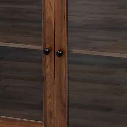 63" W Large Kitchen Hutch Cabinet, Freestanding Pantry Storage Cabinet with Hutch, 4 Doors 4 Drawers & Microwave Shelf, Buffet Sideboard Cupboard for Dining Room Kitchenette, Walnut - color: 05 Walnut