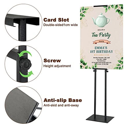 Black Pedestal Poster Sign Stand for Display, Adjustable Height Up to 80 Inchs, Heavy Duty Banner Double Sided Sign Holder for Board & Foam - style: 1