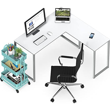 SHW Mission 48 x 48 Inches L-Shape Home Office Computer Desk, White - color: White, size: 48-Inch L-Shaped