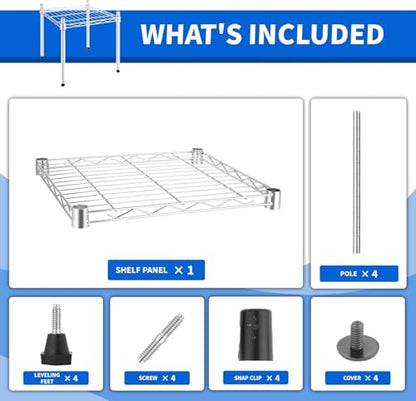 Simple Deluxe 1-Tier Shelving Unit, 15" W x 15" D x 13.8" H Wire Metal Storage Rack, Chrome - color: Chrome, size: 1-Tier, 15"W x 15"D x 14"H