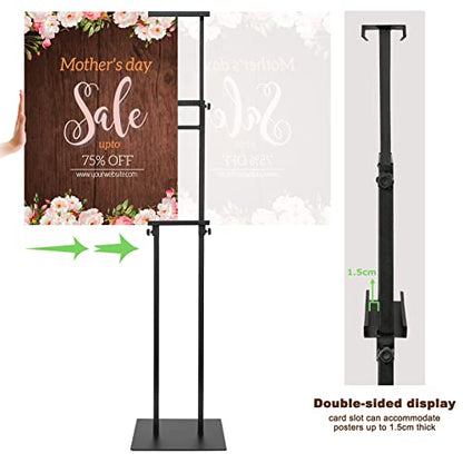 Black Pedestal Poster Sign Stand for Display, Adjustable Height Up to 80 Inchs, Heavy Duty Banner Double Sided Sign Holder for Board & Foam - style: 1