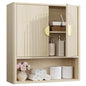 Lulive Bathroom Wall Cabinet with Adjustable Wood Shelf, Fluted Medicine Cabinet with 2 Doors, Over The Toilet Storage Cabinet for Laundry Room, Kitchen, Living Room, Natural