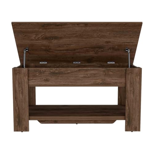 Dark Brown Storage Table with Four Legs and Lower Shelf - Doorway & Living Room Furniture